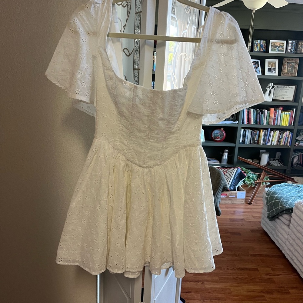 Showpo Cream Dress with Delicate Details